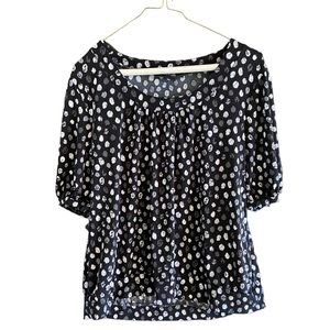 Style & Co, Womens polyester blouse - fun design, white and gray blots